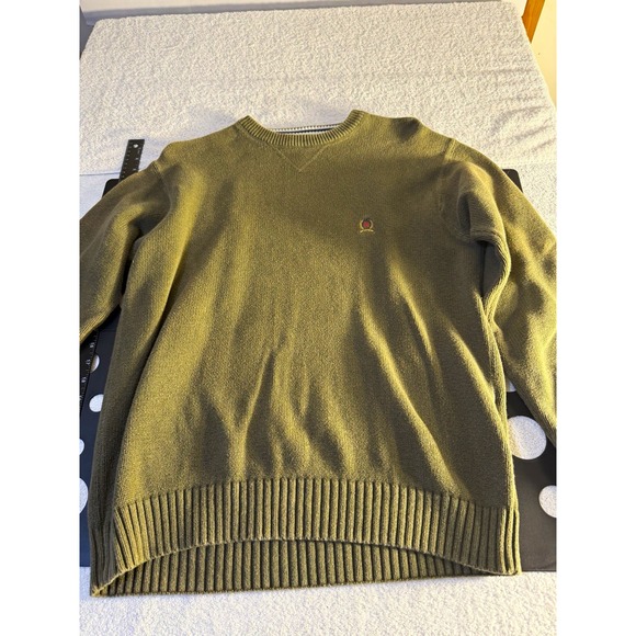 Tommy Hilfiger Other - Tommy Hilfiger Mens L Green Knit Crewneck Pullover Sweater Logo Crest DM#20781